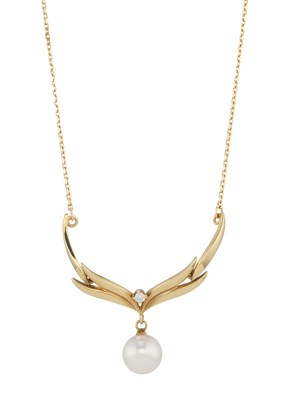 Lot 110 - Mikimoto, a cultured pearl and brilliant-cut diamond necklace