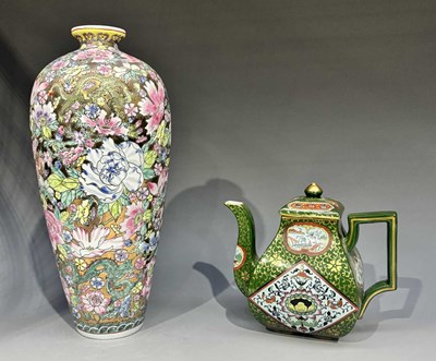 Lot 124 - A tall Chinese famille rose vase, in the...