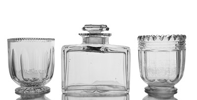 Lot 586 - A George III cut glass tea canister and...