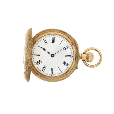Lot 236 - Thomas Reynoldson & Son, Hull, a yellow metal half hunter fob watch