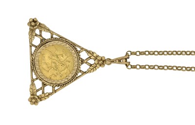 Lot 475 - A 1974 half sovereign in 9ct gold pendant mount suspended from a chain