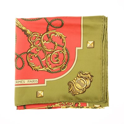 Lot 363 - Hermes, a Les Cles silk scarf, depicting a...