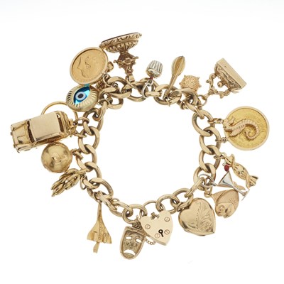 Lot 173 - A 9ct gold charm bracelet