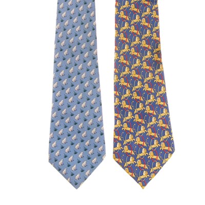 Lot 365 - Hermes, two silk ties, to include a light blue...