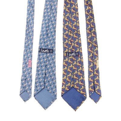 Lot 365 - Hermes, two silk ties, to include a light blue...