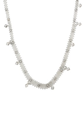 Lot 141 - A brilliant-cut diamond woven necklace