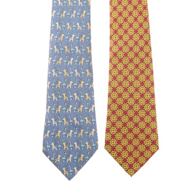 Lot 366 - Hermes, two silk ties, to include a maroon tie...