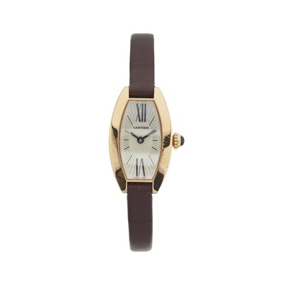 Lot 190 - Cartier, an 18ct gold Mini Tonneau wrist watch