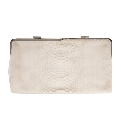 Lot 369 - Jean Paul Gaultier, a cream python skin clutch,...