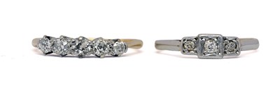 Lot 446 - Two mid 20th century 18ct gold and platinum diamond rings