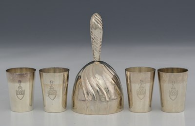 Lot 136 - A German 800 standard silver table bell,...