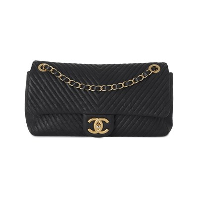 Lot 258 - Chanel, a Chevron Quilted Single Flap handbag.