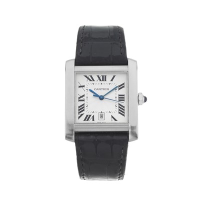 Lot 192 - Cartier, a stainless steel Tank Française "Yearling" wrist watch