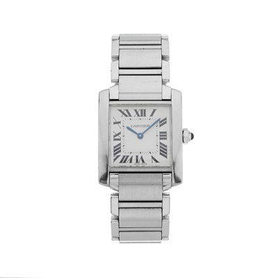Lot 189 - Cartier, a stainless steel Tank Française bracelet watch