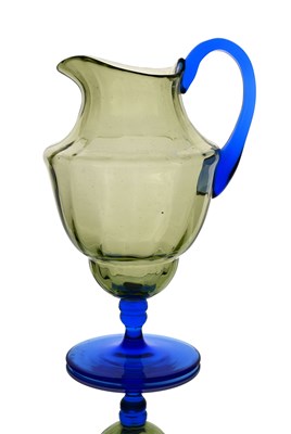 Lot 179 - An Art Deco amber and blue glass jug, probably...