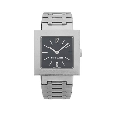 Lot 187 - Bulgari, a stainless steel Quadrato bracelet watch