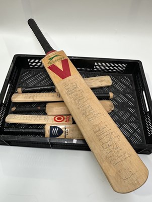 Lot 55 - A collection of signed cricket bats, to...