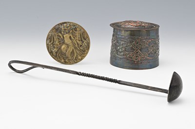 Lot 513 - Arts and Crafts metalware including a bronze...