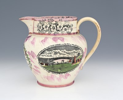 Lot 651 - A Sunderland pink lustre jug, dated 1796, with...