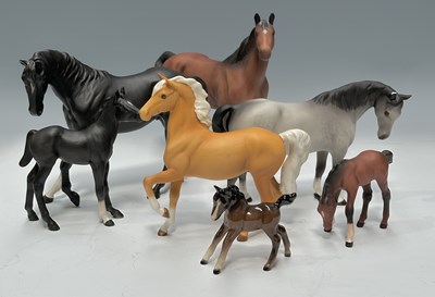 Lot 85 - Beswick porcelain horses to include: Black...
