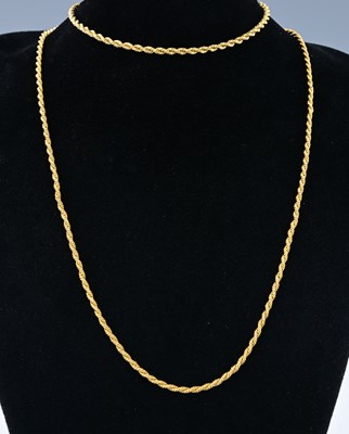 Lot 458 - A rope-twist chain necklace and matching bracelet