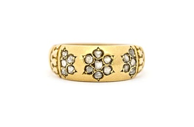 Lot 430 - A Victorian 18ct gold rose-cut diamond floral band ring