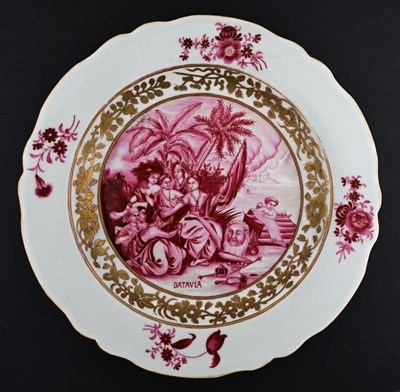 Lot 115 - A Chinese famille rose Batavia plate, probably...