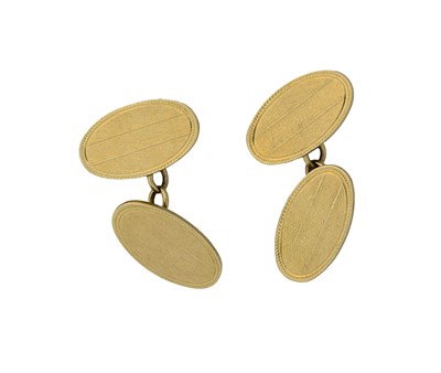 Lot 414 - A pair of early 20th century 9ct gold oval cufflinks