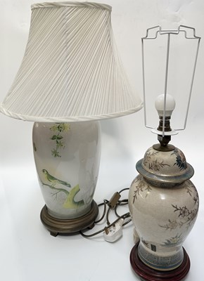 Lot 42 - An Oriental porcelain lamp, probably Japanese,...