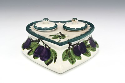 Lot 251 - Wemyss, a plum painted double ink stand, in...