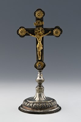 Lot 37 - A Gothic Revival altar cross, probably Spanish,...