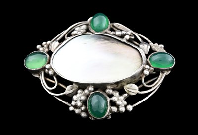 Lot 23 - An Arts and Crafts silver and gem set pendant...