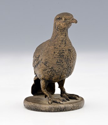 Lot 530 - A patinated bronze model of a quail, unsigned,...