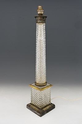 Lot 539 - A French diamond cut glass and silvered bronze...