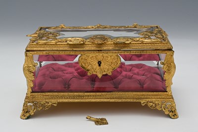 Lot 532 - A French ormolu mounted glass jewellery casket,...