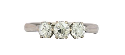 Lot 477 - An 18ct gold old-cut diamond three-stone ring