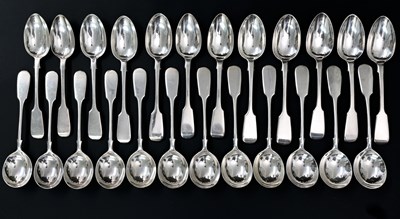 Lot 272 - A group of mixed fiddle pattern silver...