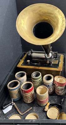 Lot 49 - An Edison Standard Phonograph in oak case with...