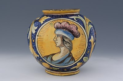 Lot 612 - A Maiolica glazed jar, in the Italian style,...