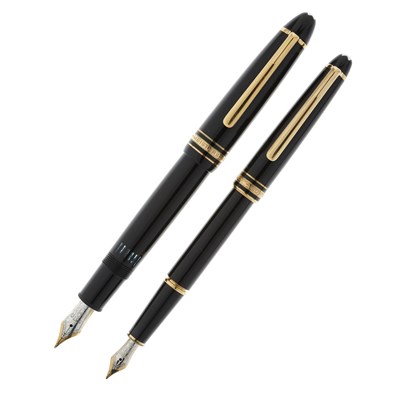 Lot 445 - Montblanc, a pair of Meisterstuck fountain...