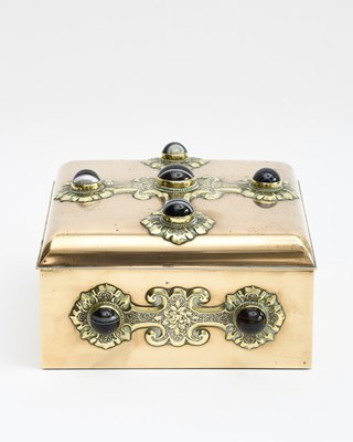 Lot 481 - A Howell & James brass casket with hinged...