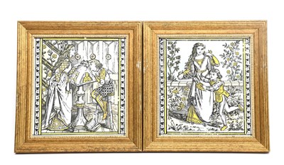 Lot 301 - A pair of Minton Hollins & Co Gothic Revival...