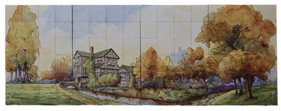 Lot 302 - A large Minton ninety-six tile panel of Little...
