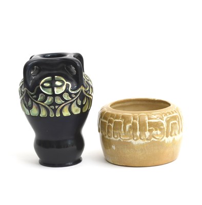 Lot 173 - An Art Nouveau Zsolnay Pecs vase, swollen form...