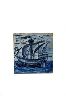 Lot 130 - A William De Morgan Merton Abbey Galleon tile,...