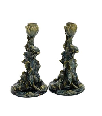 Lot 203 - A pair of Aesthetic Movement terracotta...