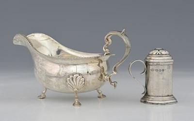 Lot 195 - A George V silver sauce boat, by Walker & Hall,...