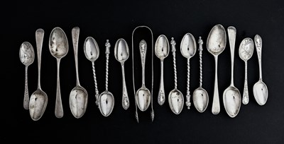 Lot 205 - A group of hallmarked silver flatware,...