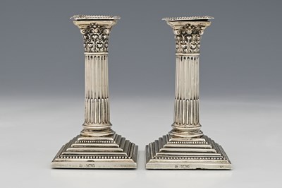 Lot 206 - A pair of Edwardian silver Corinthian column...