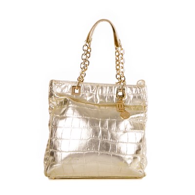 Lot 485 - Versace, a gold crocodile embossed leather...